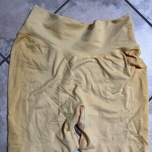 Dfyne Yellow High-Waist Workout Shorts